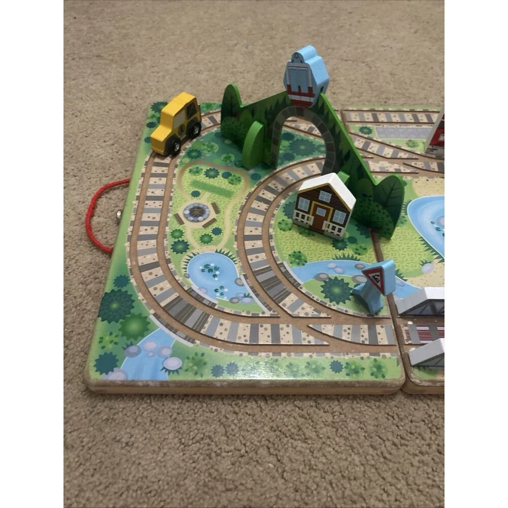 Melissa & Doug Wooden Take-Along Tabletop Railroad W/ Train & More